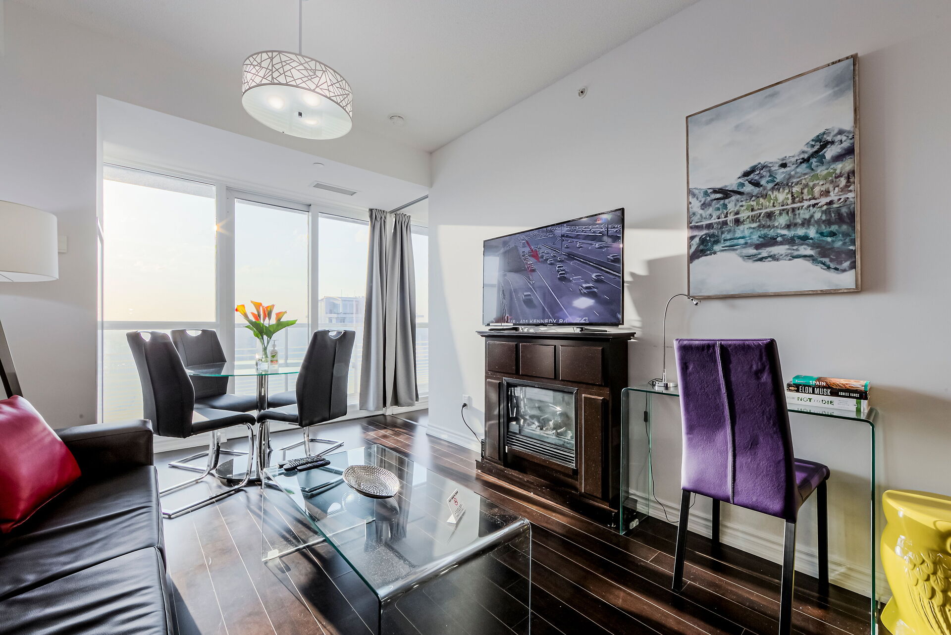 Furnished condo living room near Toronto hospital